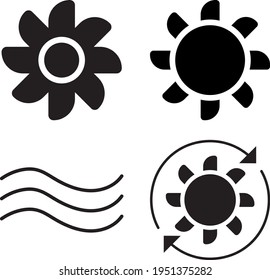 Fan vector icons set. Ventilator vector icons for web design on white background