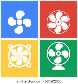 Fan vector icons set. White illustration isolated for graphic and web design.