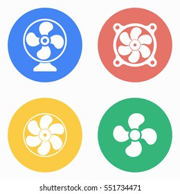 Fan vector icons set. White illustration isolated for graphic and web design.
