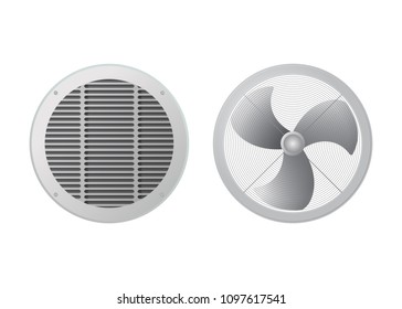 Fan And Ventilation Grille. Blower Vector Illustration. The HVAC Equipment.