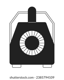 Lüftungssystem schwarz-weiß 2D Cartoon Objekt. Tragbarer Heizkörper, einzelne Vektorgrafik-Rahmenartikel. Luftreiniger. Lüfter-Kühler-Einheit. einfarbige Illustration des Luftkonditionierers