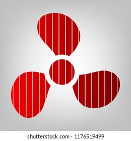 Fan, ventilator icon. Vector. Vertically divided icon with colors from reddish gradient in gray background with light in center.