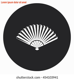 Fan web icon. Gray circle button with white illustration.