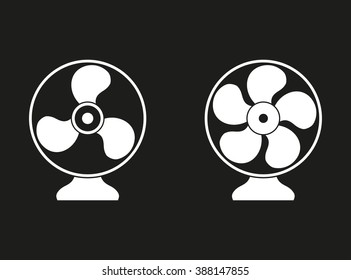 Fan  white icon on a black background. Vector illustration.