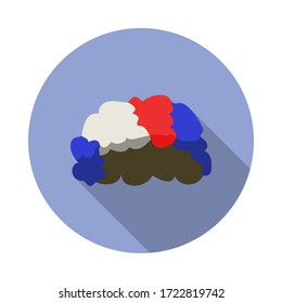 fan wig long shadow icon. Simple color vector of Russian fan atributs icons for ui and ux, website or mobile application