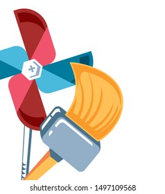 fan windmill with paint brush