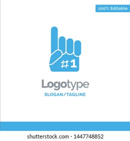 Fanatic, Finger, Foam, Sport Blue Solid Logo Template. Place for Tagline