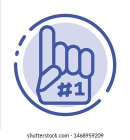 Fanatic, Finger, Foam, Sport Blue Dotted Line Line Icon. Vector Icon Template background