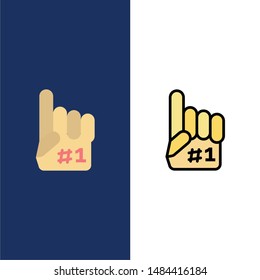 Fanatic, Finger, Foam, Sport  Icons. Flat and Line Filled Icon Set Vector Blue Background. Vector Icon Template background