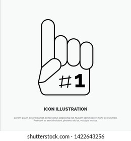 Fanatic, Finger, Foam, Sport Line Icon Vector