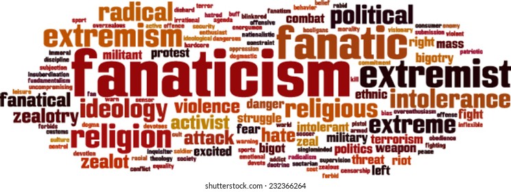 Fanaticism word cloud concept. Vector illustration