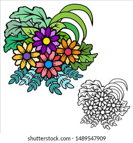 Fanciful Flowers for adult Coloring Book Designs.