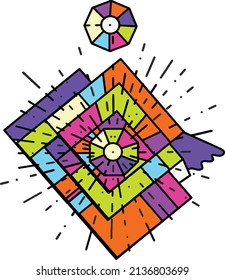 Fancy abstract colorful doodle object