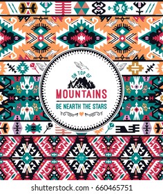 Fancy abstract colorful geometric  pattern in tribal style