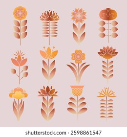 Fancy abstract flowers. Bright vector elements for festive design.
