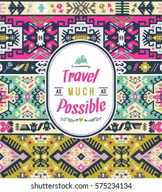 Fancy abstract geometric vector pattern in tribal style. Art aztec colorful pattern for wallpaper, cloth design, textile