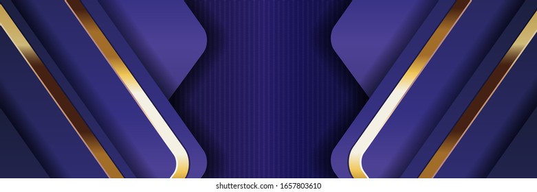 Fancy abstract luxury banner background gold and blue color combination.  Modern banner vector design concept and creative graphic line art eps10