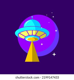 Fancy alien spaceship or ufo flat illustration design