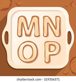 Fancy Alphabet Cookies Set With White Chocolate Cream On Top : Vector Illustration