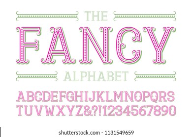 Fancy Alphabet With Numbers In Fashionable Festive Style.