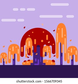 fancy autumn forest art vector