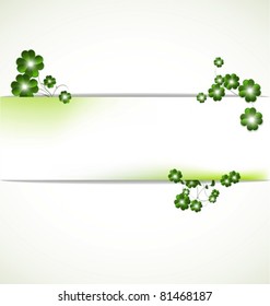 Fancy banner with green flowers, vector illustration