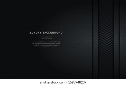 Fancy banners text space. Silver text on black label frame. Dark carbon pattern background. Vector illustration.