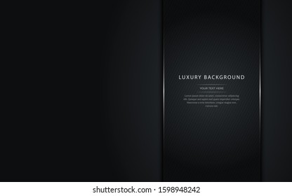 Fancy banners text space. Silver text on black label frame. Dark carbon pattern background. Vector illustration.