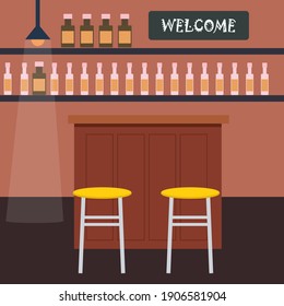 Fancy bar, illustration, vector on a white background.