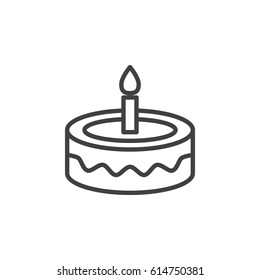 Fancy birthday cake line icon, outline vector sign, linear style pictogram isolated on white. Symbol, logo illustration. Editable stroke. Pixel perfect