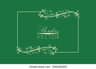 diseño de borde sofisticado para invitación de boda o decoración de marco, vector verde con bordes de vid florales