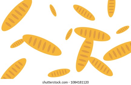 Fancy bread. Had drawn bakery background. Bread, bakery product, illustration background. Sketchy vector symbols.