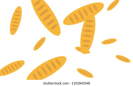 Fancy bread. Had drawn bakery background. Bread, bakery product, illustration background. Sketchy vector symbols.