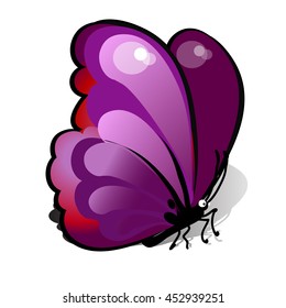 Fancy butterfly large purple wings. Vector illustration.