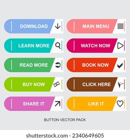 Fancy button vector pack for your website design or other projects, editable colors and vector