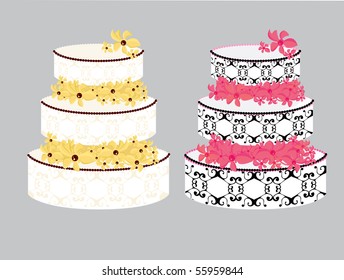Fancy cakes isolated - vector