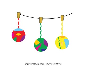 fancy christmas ball for cartoon greeting card decoration vector 