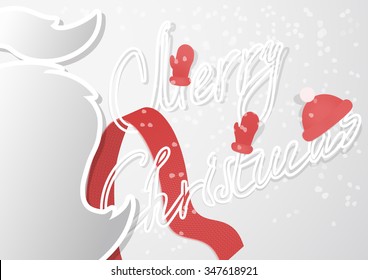 A fancy Christmas card with mustache and handmade outline font in a modern flat design and trendy colors. Is ideal for congratulation cards, posters, greeting cards etc.