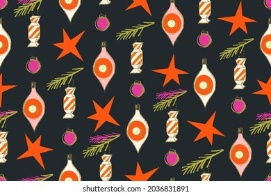 Fancy christmas pattern on black