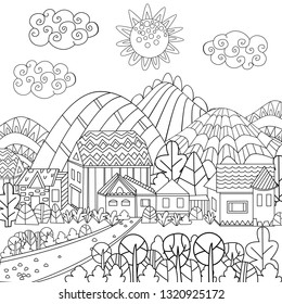 fancy cityscape for your coloring page