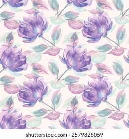 fancy clasic watercolor purple flower illustration