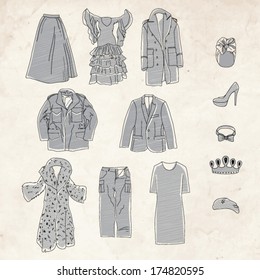 Fancy clothes vector set