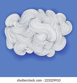 Fancy cloud made lines, vector isolated object