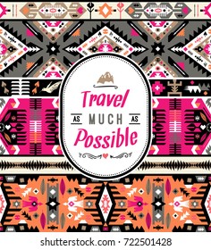 Fancy colorful geometric vector pattern in tribal style