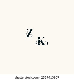 fancy curve logo bold and hairline initial letter wedding monogram elegant KZ