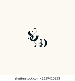 fancy curve logo DS wedding monogram elegant bold and hairline initial letter