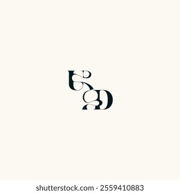 fancy curve logo DU wedding monogram elegant bold and hairline initial letter