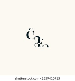 fancy curve logo EC wedding monogram elegant bold and hairline initial letter