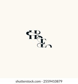 fancy curve logo EH wedding monogram elegant bold and hairline initial letter