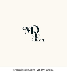 fancy curve logo EM wedding monogram elegant bold and hairline initial letter